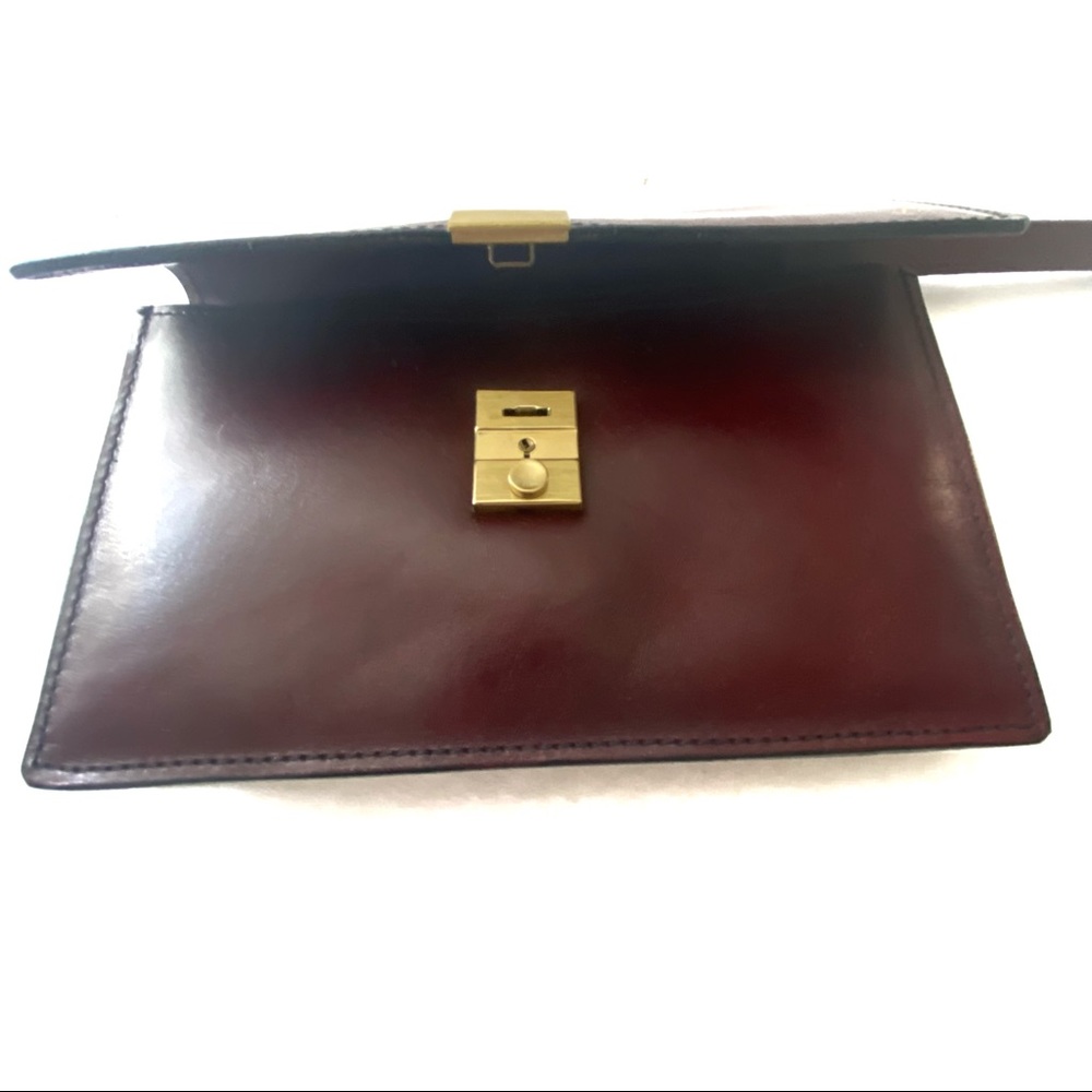 Vintage Sudhaus P.E.C. Leather Pouch Suede-Lined Wristlet Clutch, Burgundy - Picture 5 of 8